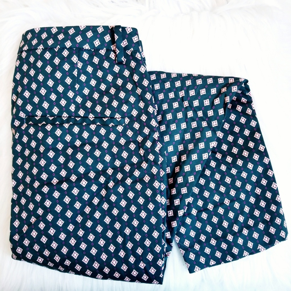 H&M Green & Yellow Diamond Patterned Pants